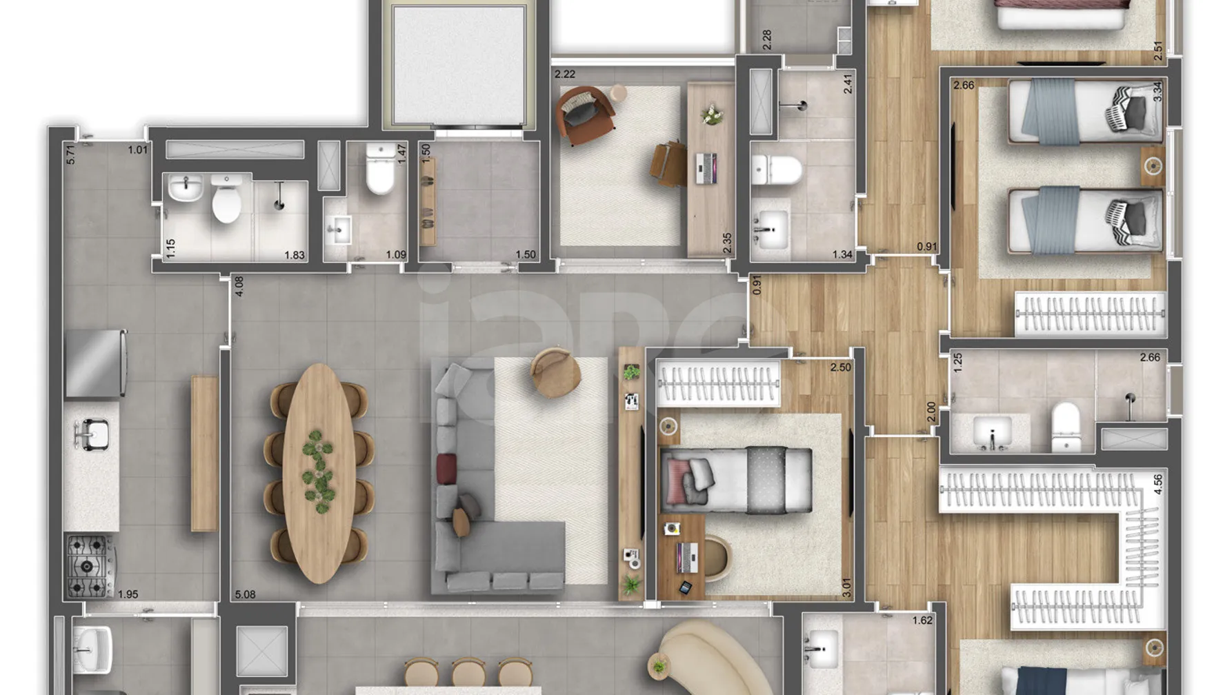 Planta — Apartamento 147,43 m²
