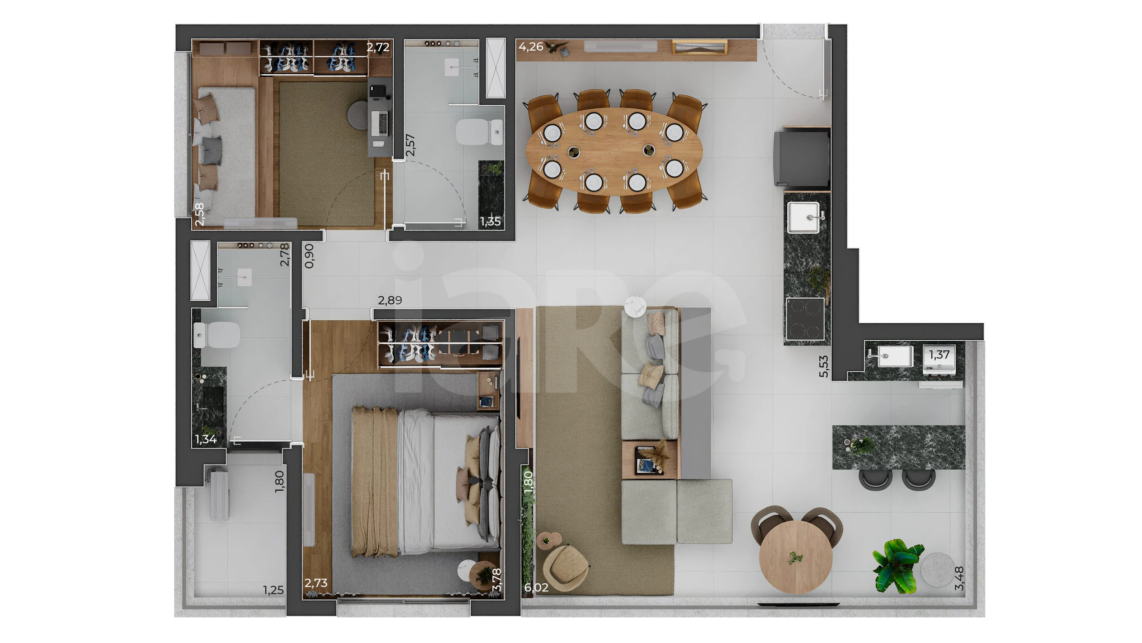Planta — Apartamento 80 m²
