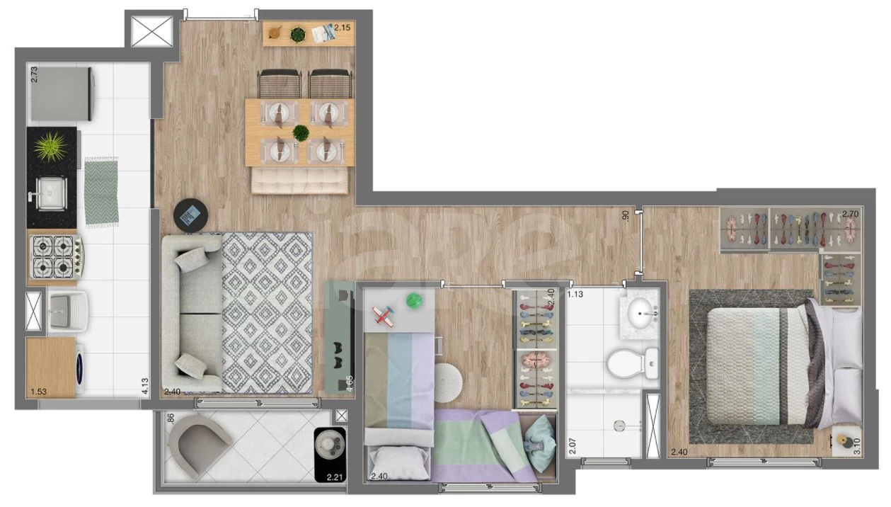 Planta — Apartamento 45 m²