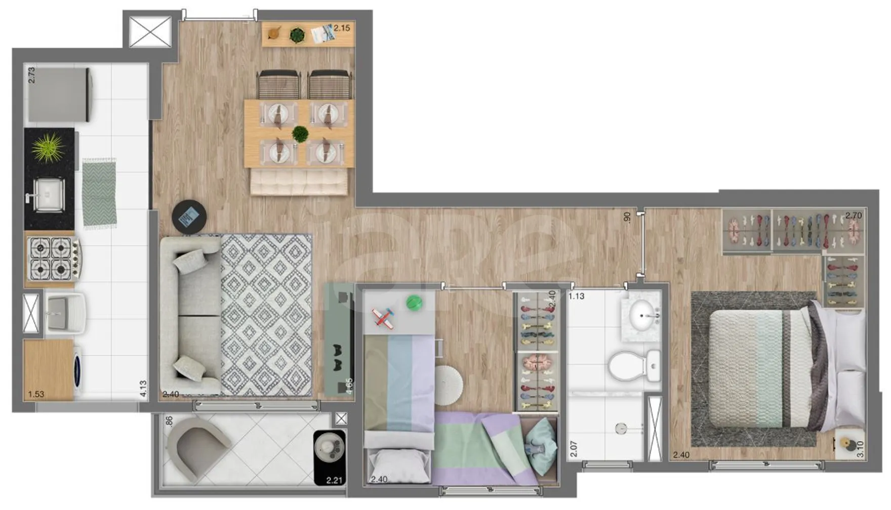Planta — Apartamento 45 m²