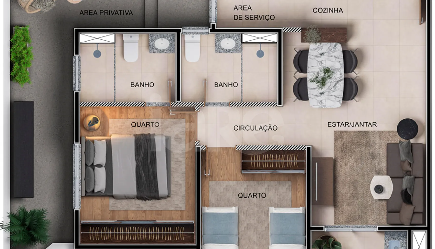 Planta — Apartamento 62,47 m²