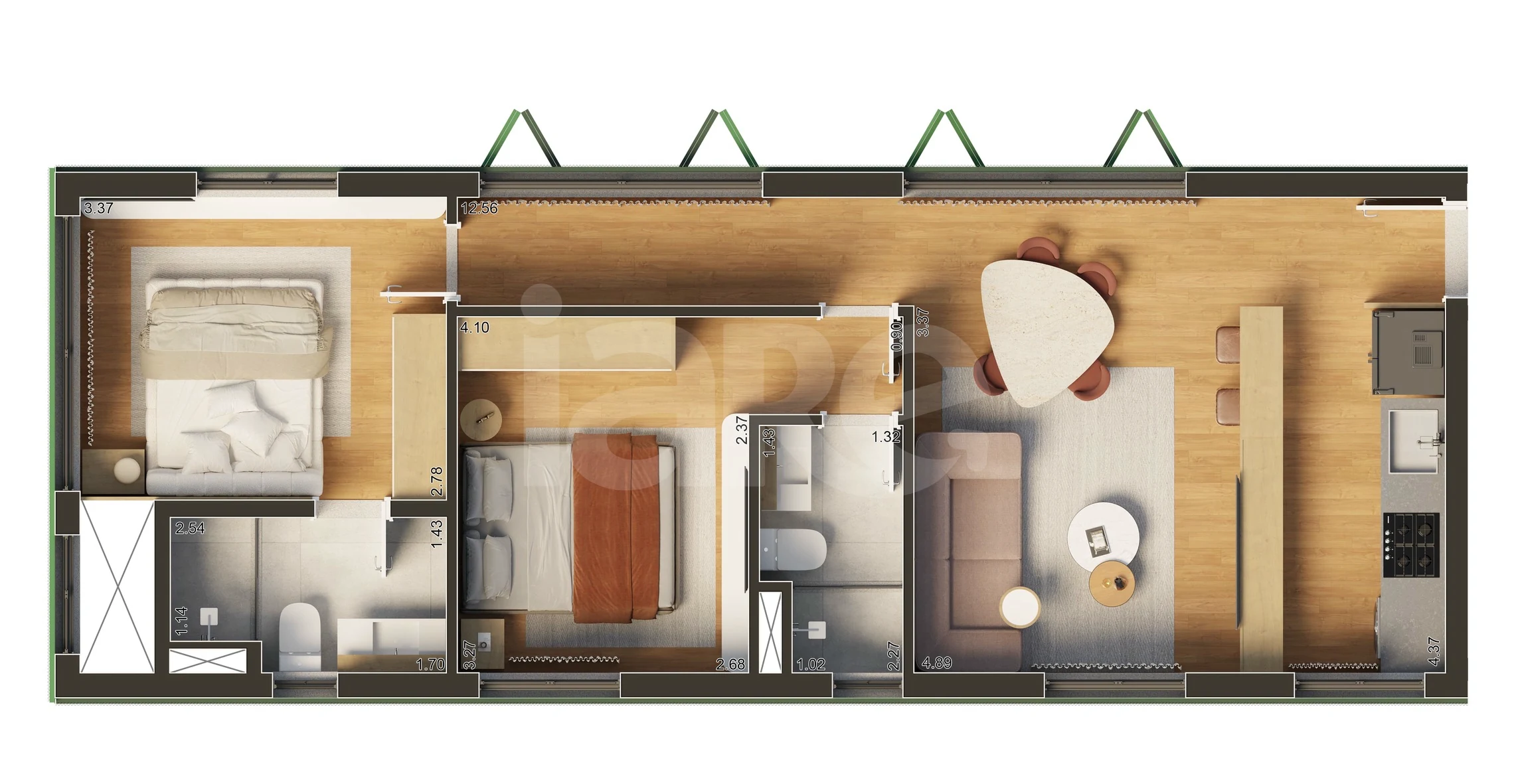 Planta — Apartamento 63,16 m²