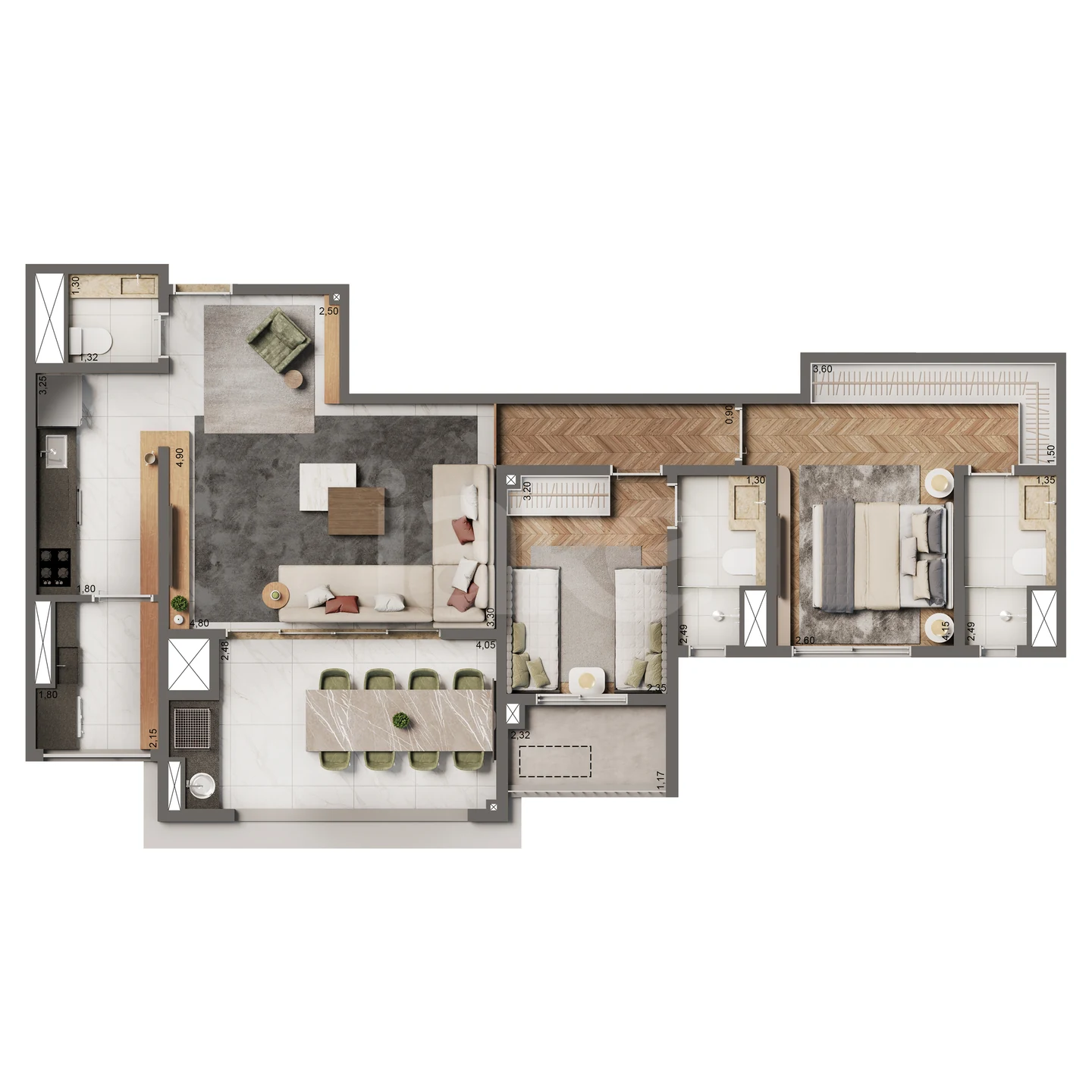 Planta — Apartamento 87 m²