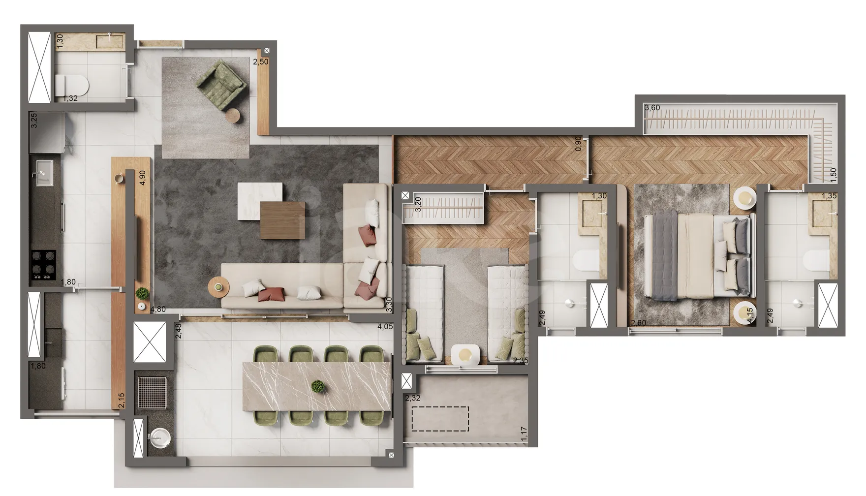 Planta — Apartamento 87 m²