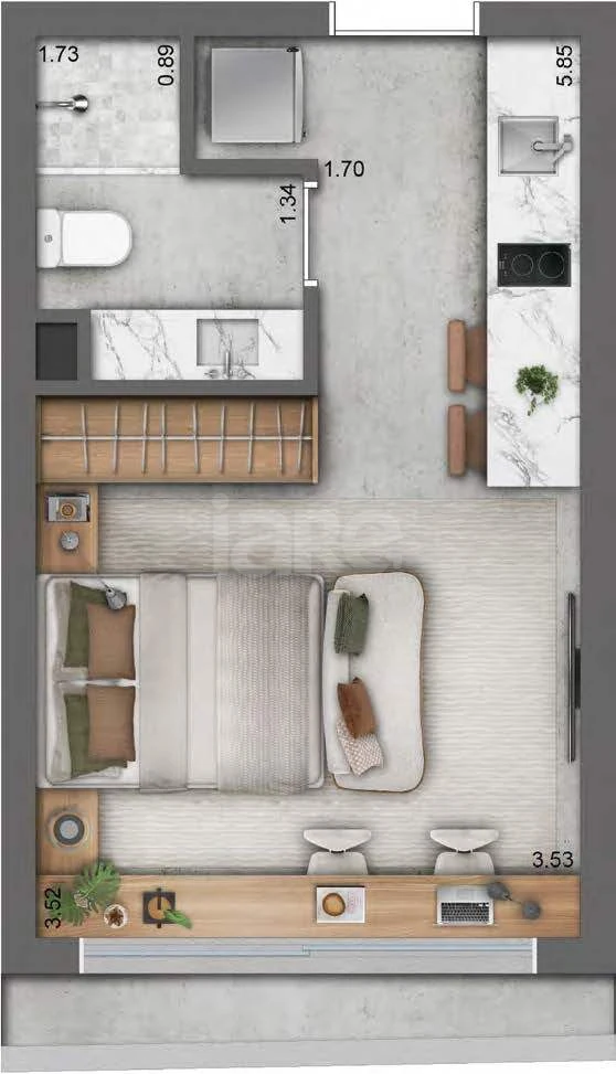 Planta — Studio 23,63 m²