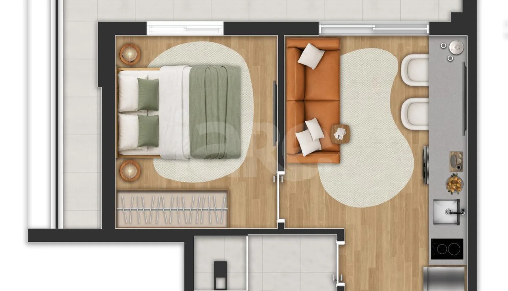 Planta — Apartamento 34,66 m²