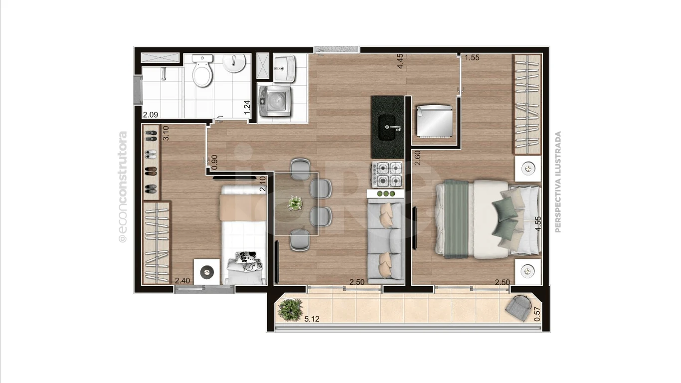 Planta — Apartamento 41,41 m²