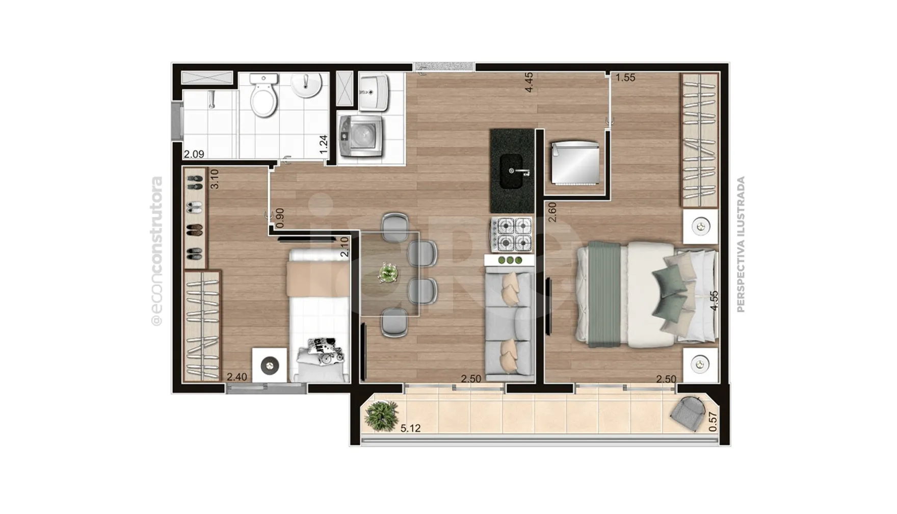 Planta — Apartamento 41,41 m²