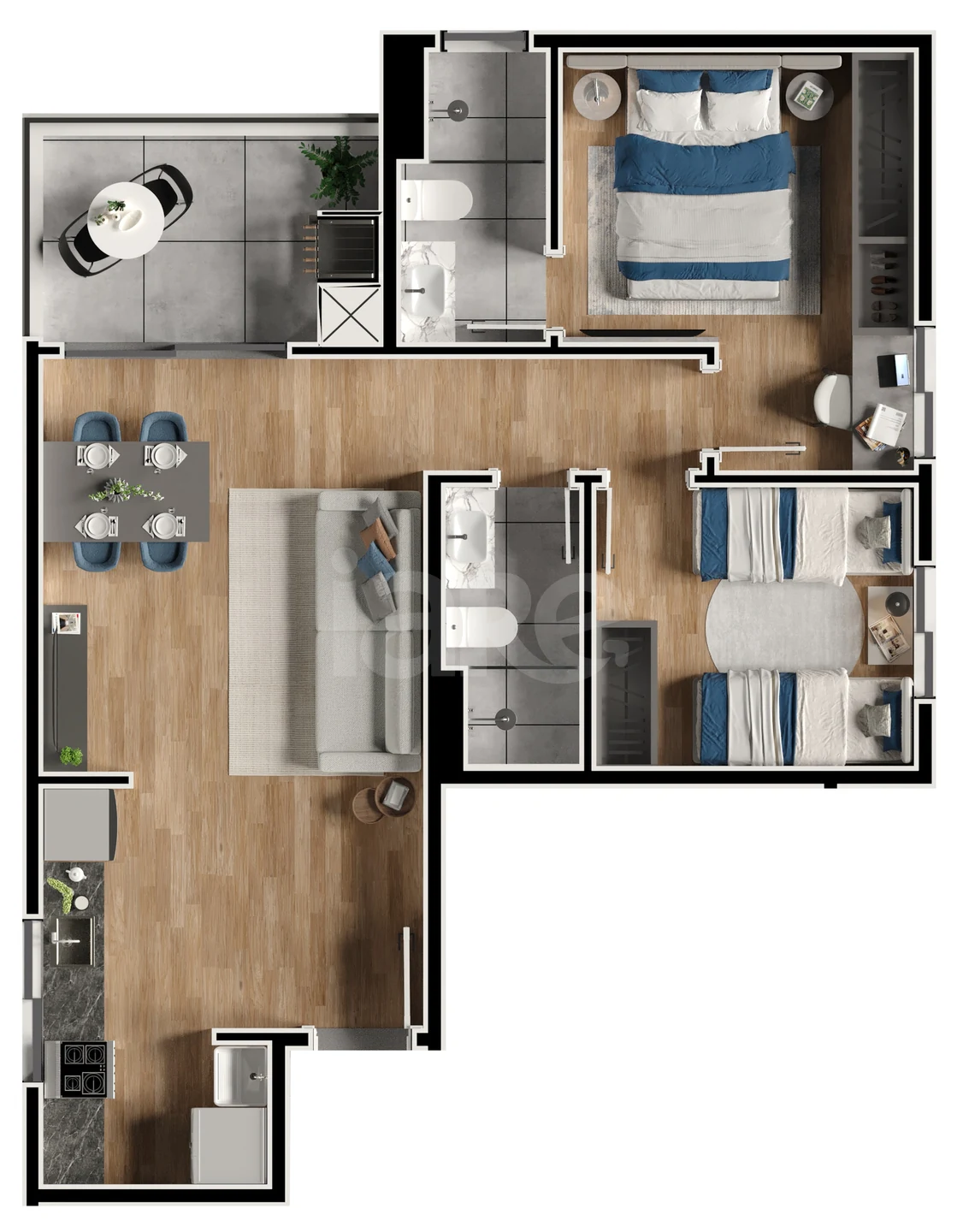 Planta — Apartamento 65,06 m²