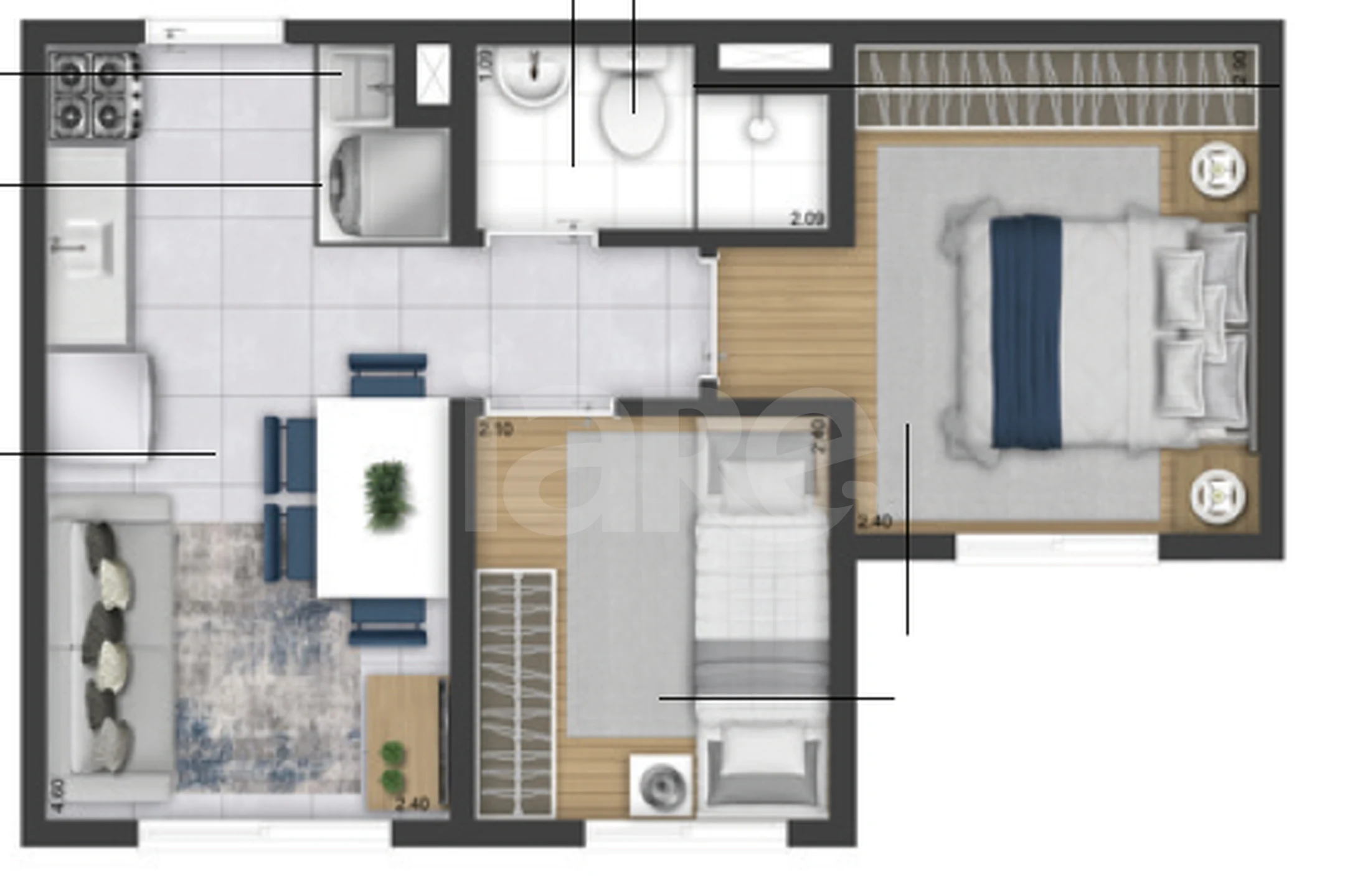 Planta — Apartamento 32,38 m²