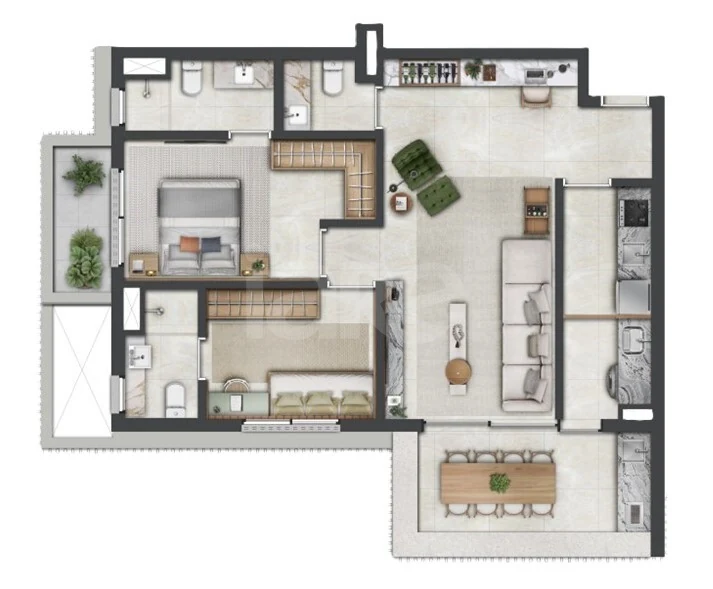 Planta — Apartamento 92,6 m²