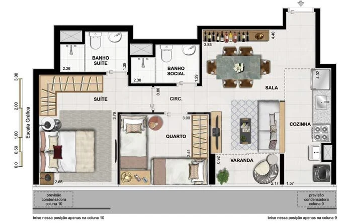 Planta — Apartamento 55,83 m²