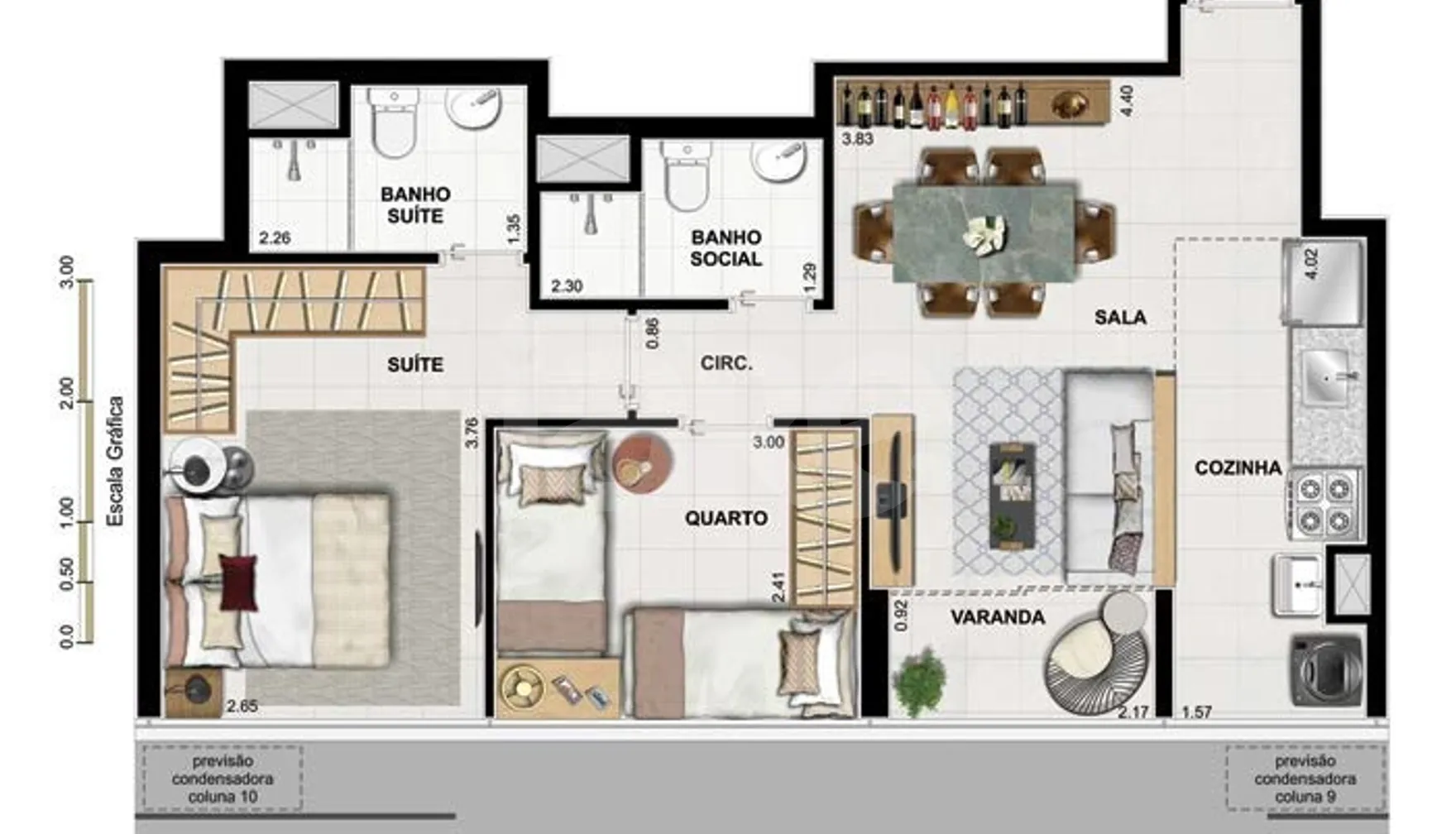 Planta — Apartamento 55,83 m²