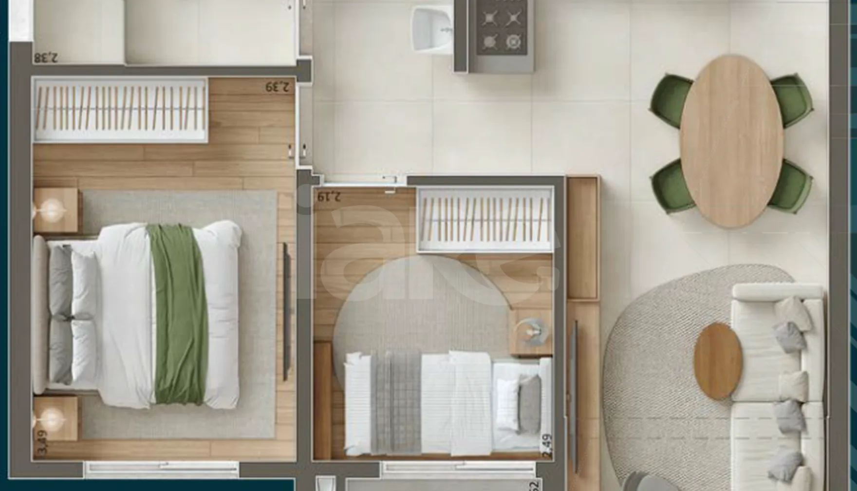 Planta — Apartamento 42,92 m²
