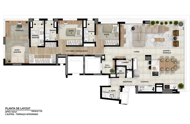 Planta — Apartamento 167,07 m²