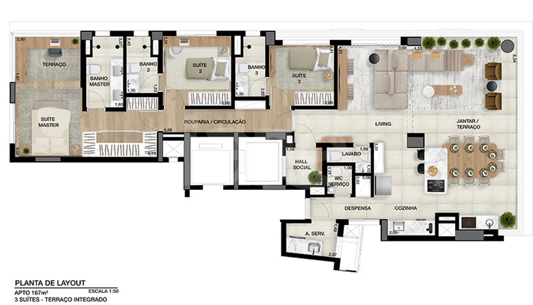 Planta — Apartamento 167,07 m²