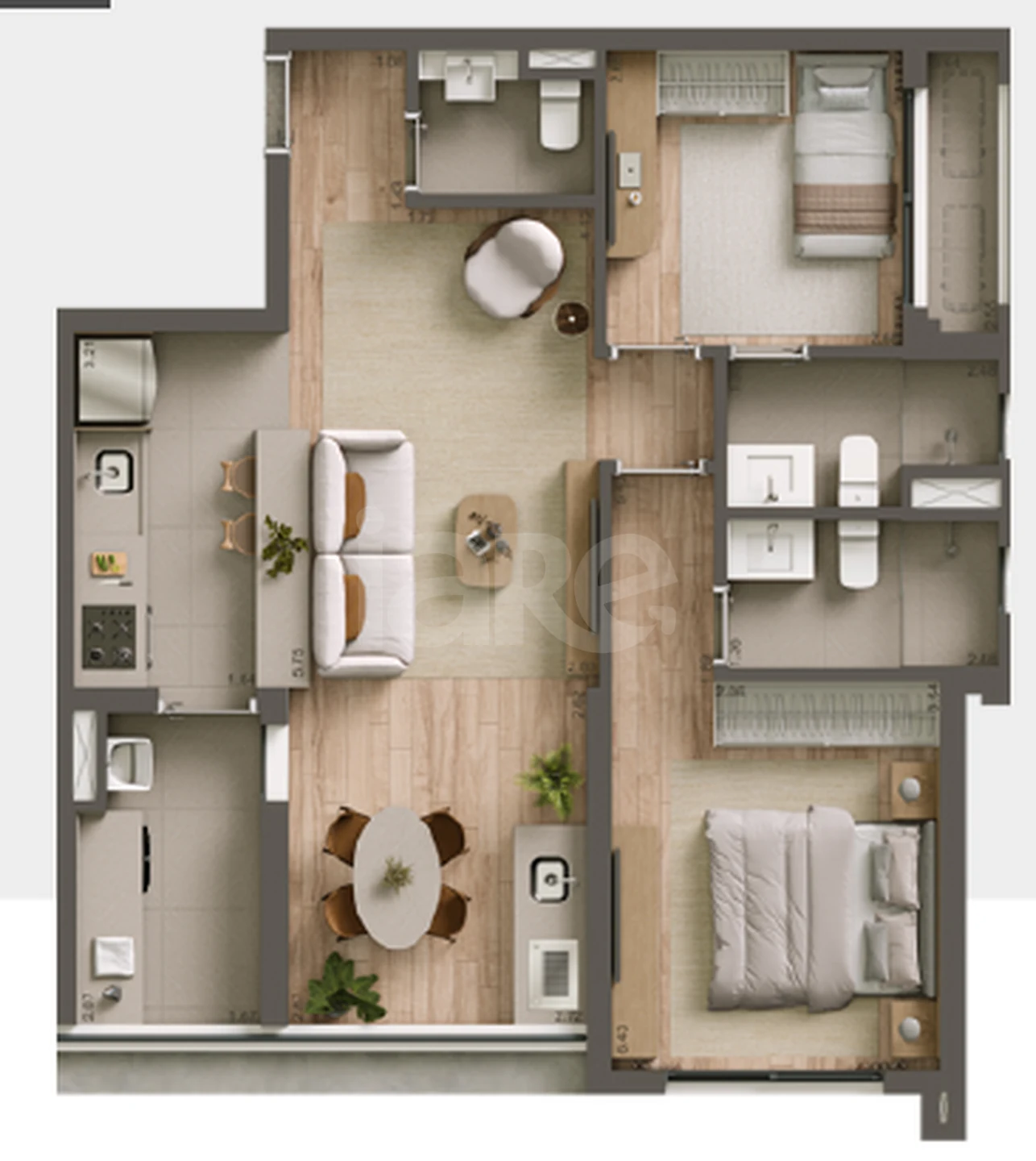 Planta — Apartamento 75,14 m²