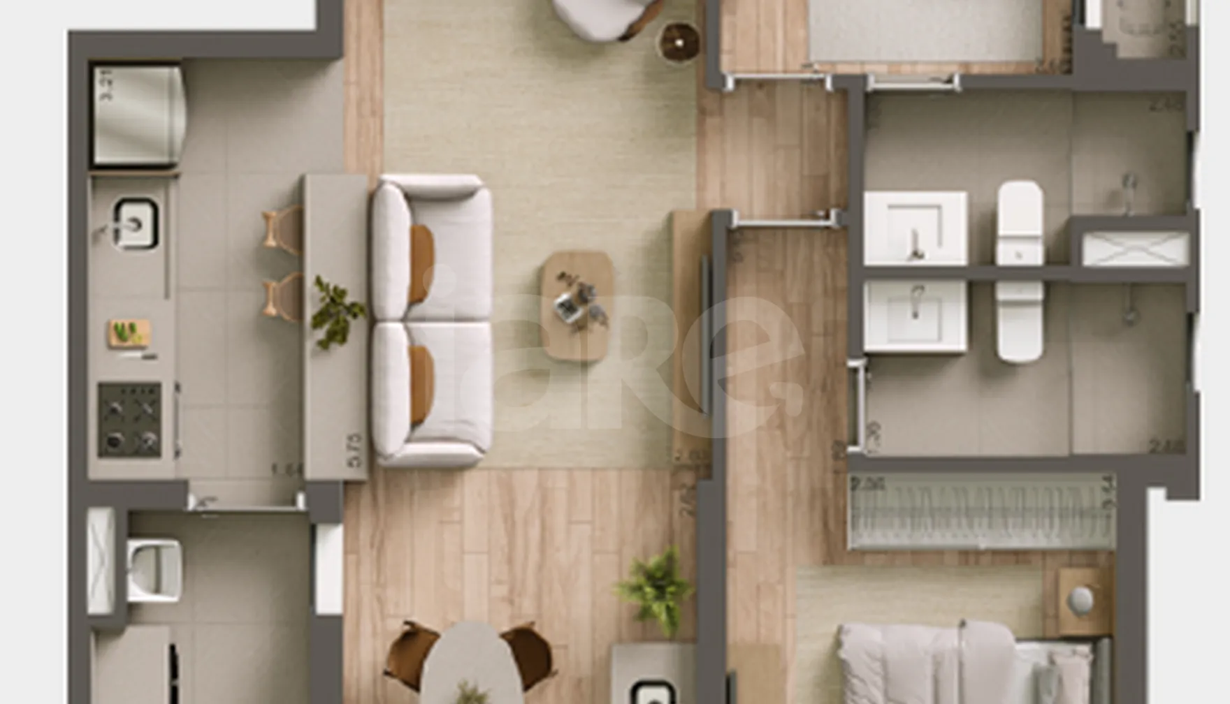 Planta — Apartamento 75,14 m²