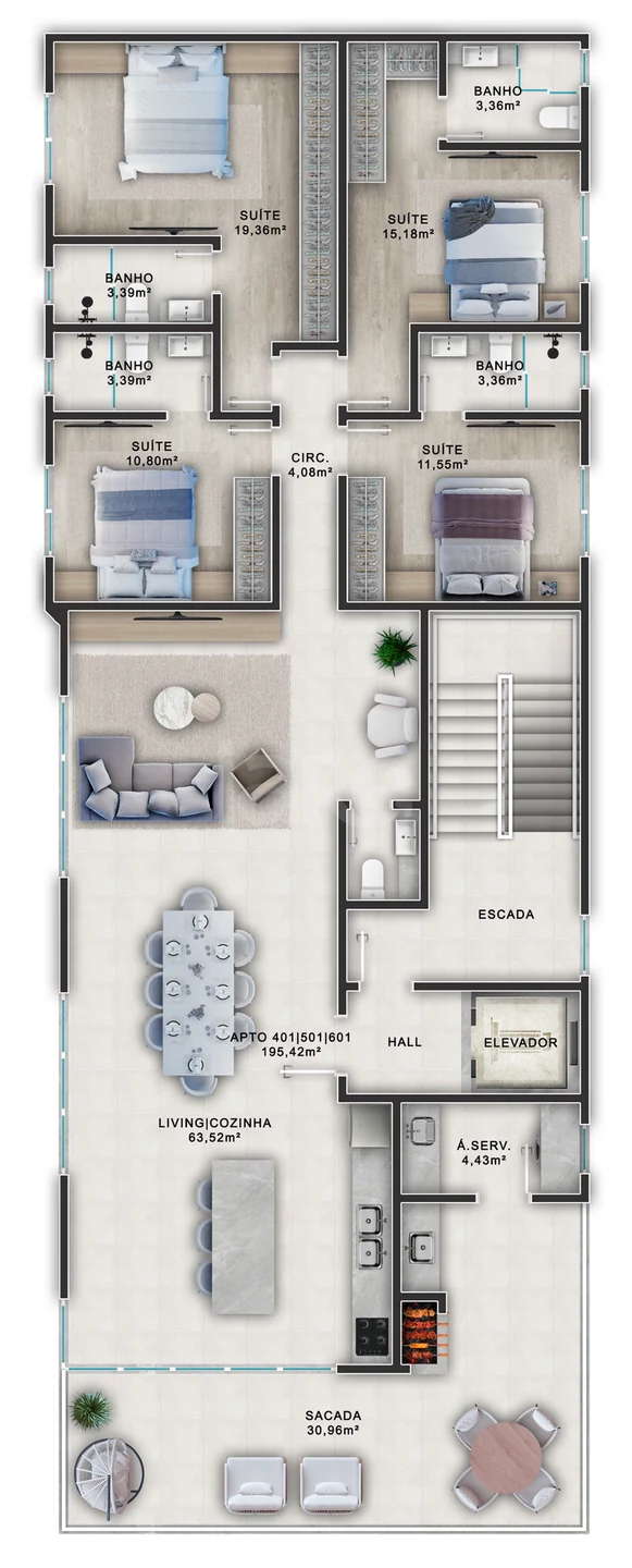Planta — Apartamento 188 m²