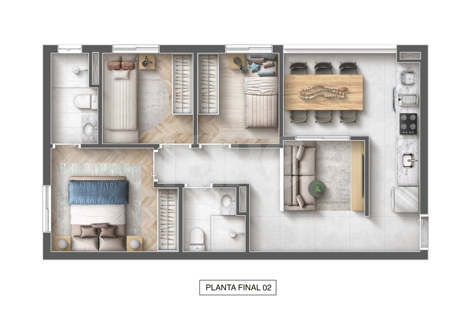 Planta — Apartamento 53,14 m²