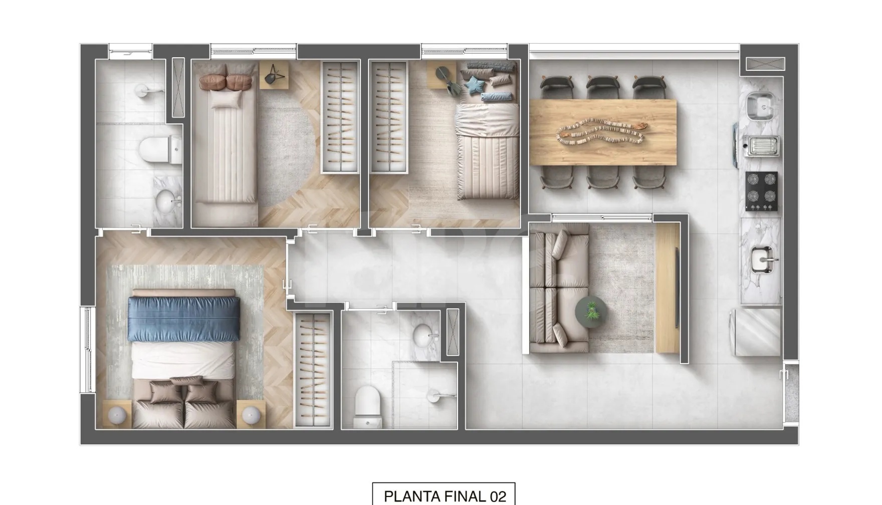 Planta — Apartamento 53,14 m²