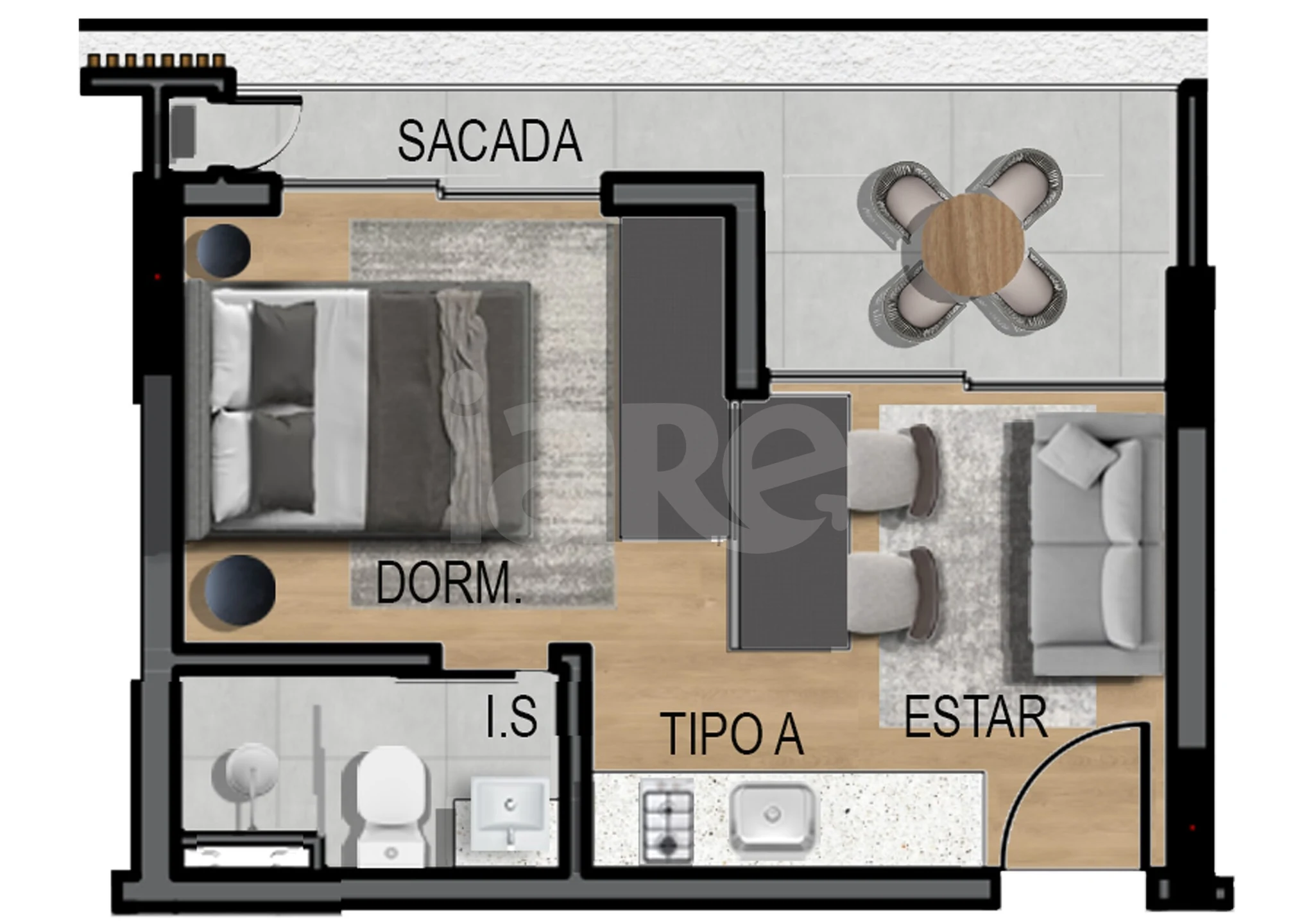 Planta — Studio 25,26 m²