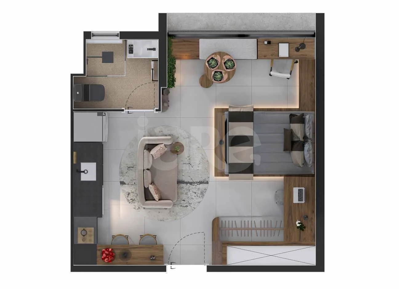 Planta — Studio 26,53 m²
