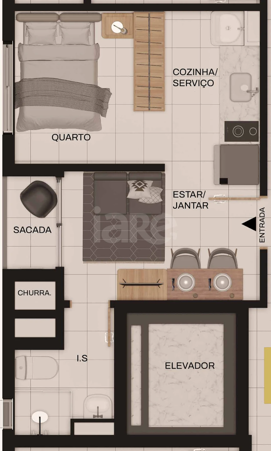 Planta — Studio 24,35 m²