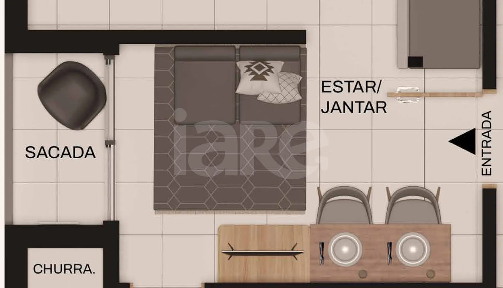 Planta — Studio 24,35 m²