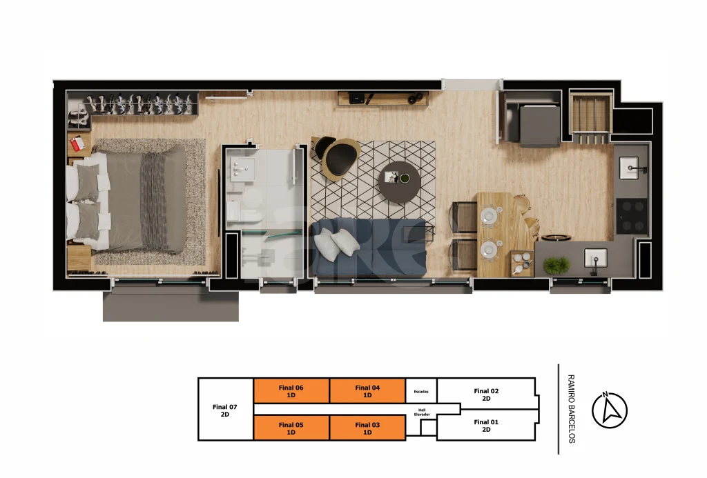 Planta — Apartamento 34,99 m²