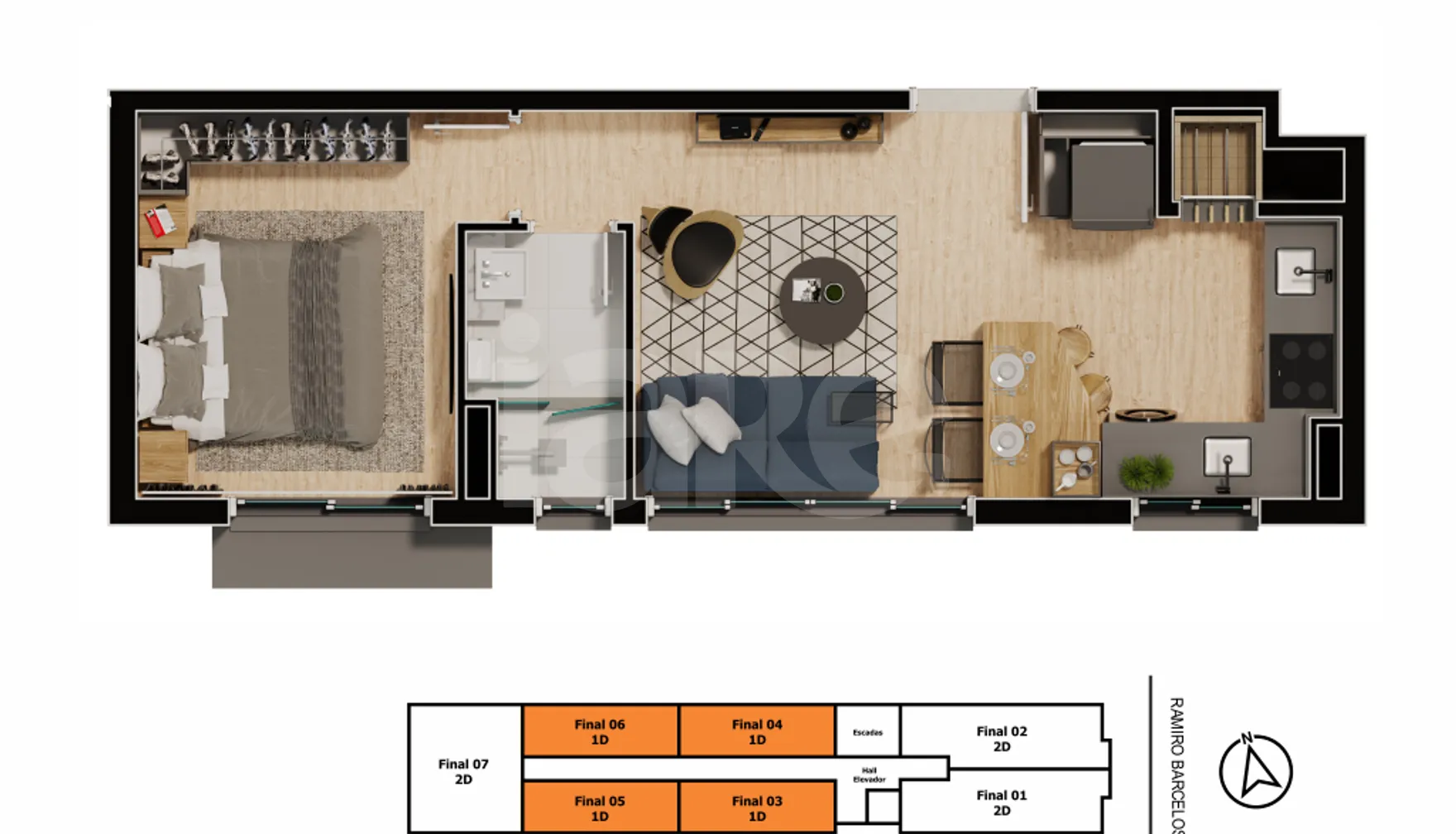 Planta — Apartamento 34,99 m²