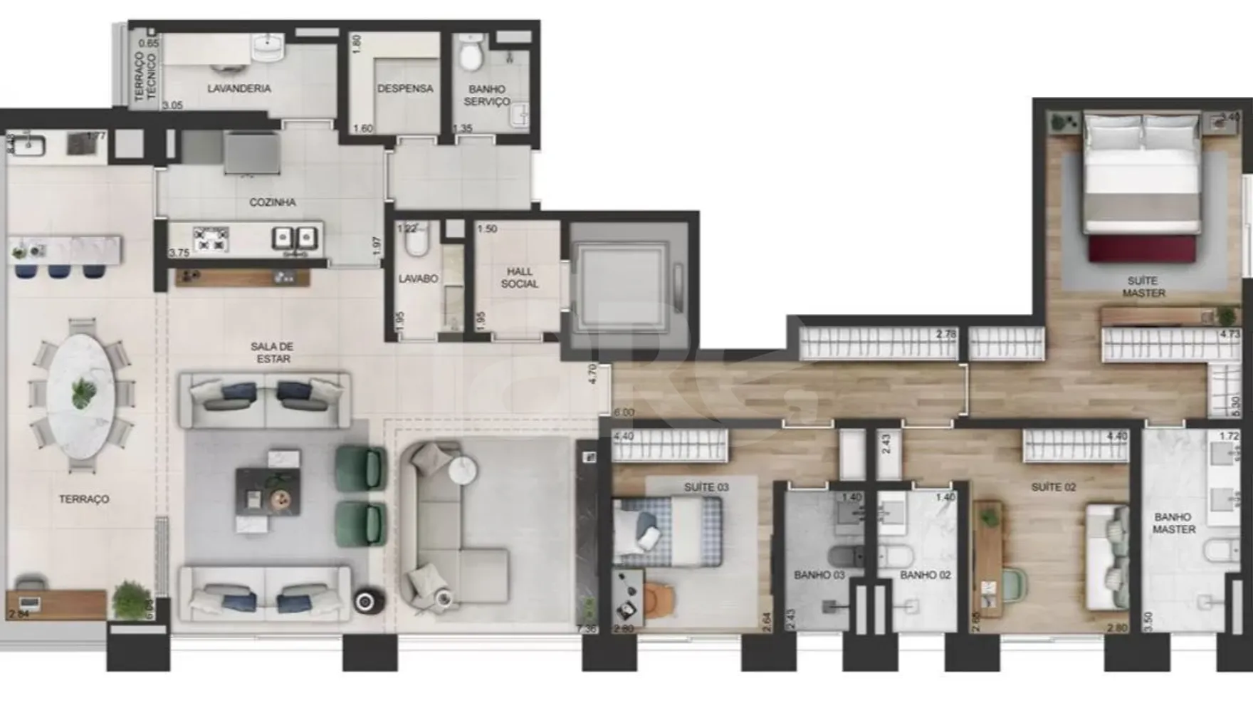 Planta — Apartamento 192,55 m²