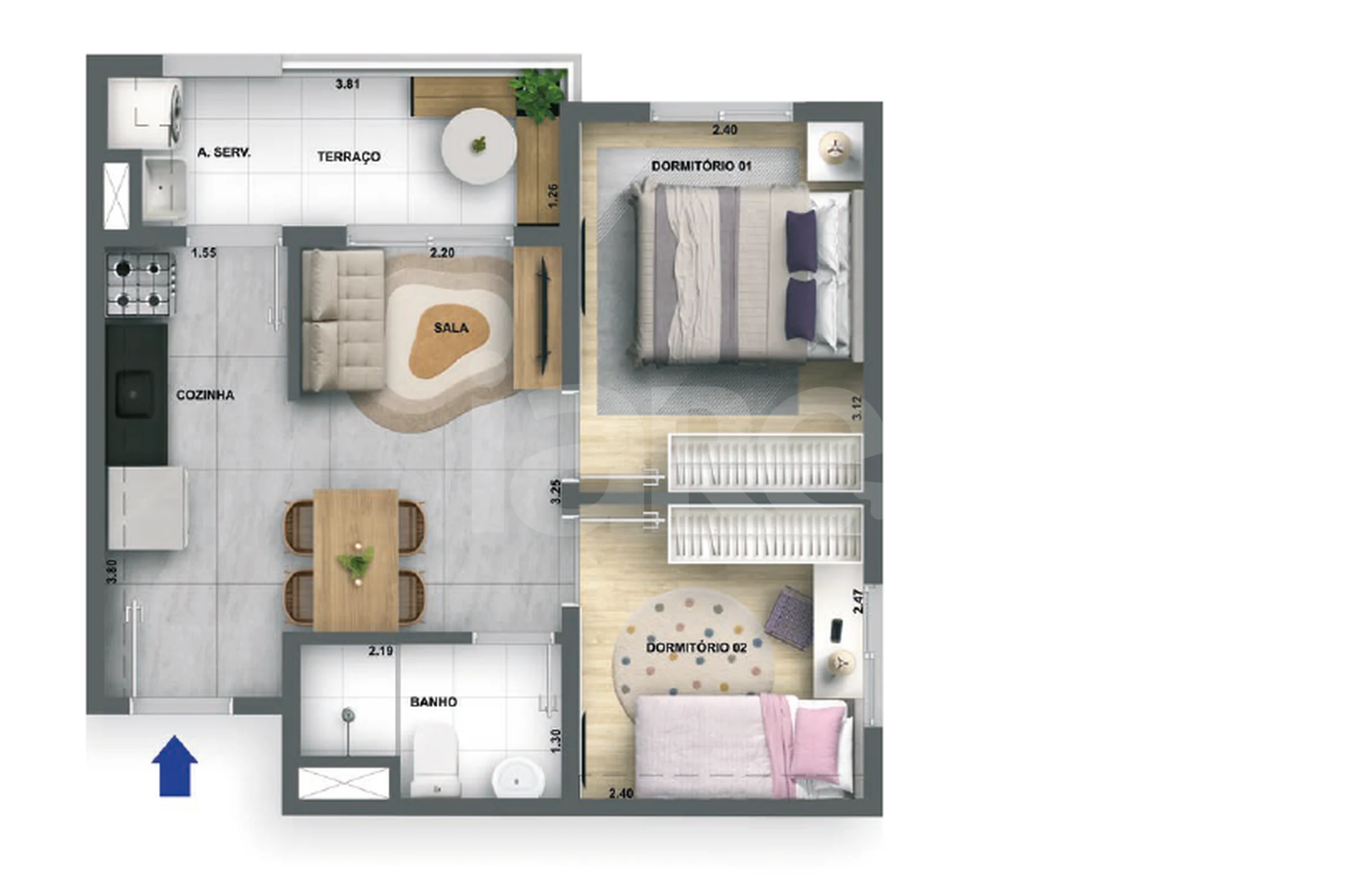 Planta — Apartamento 39 m²