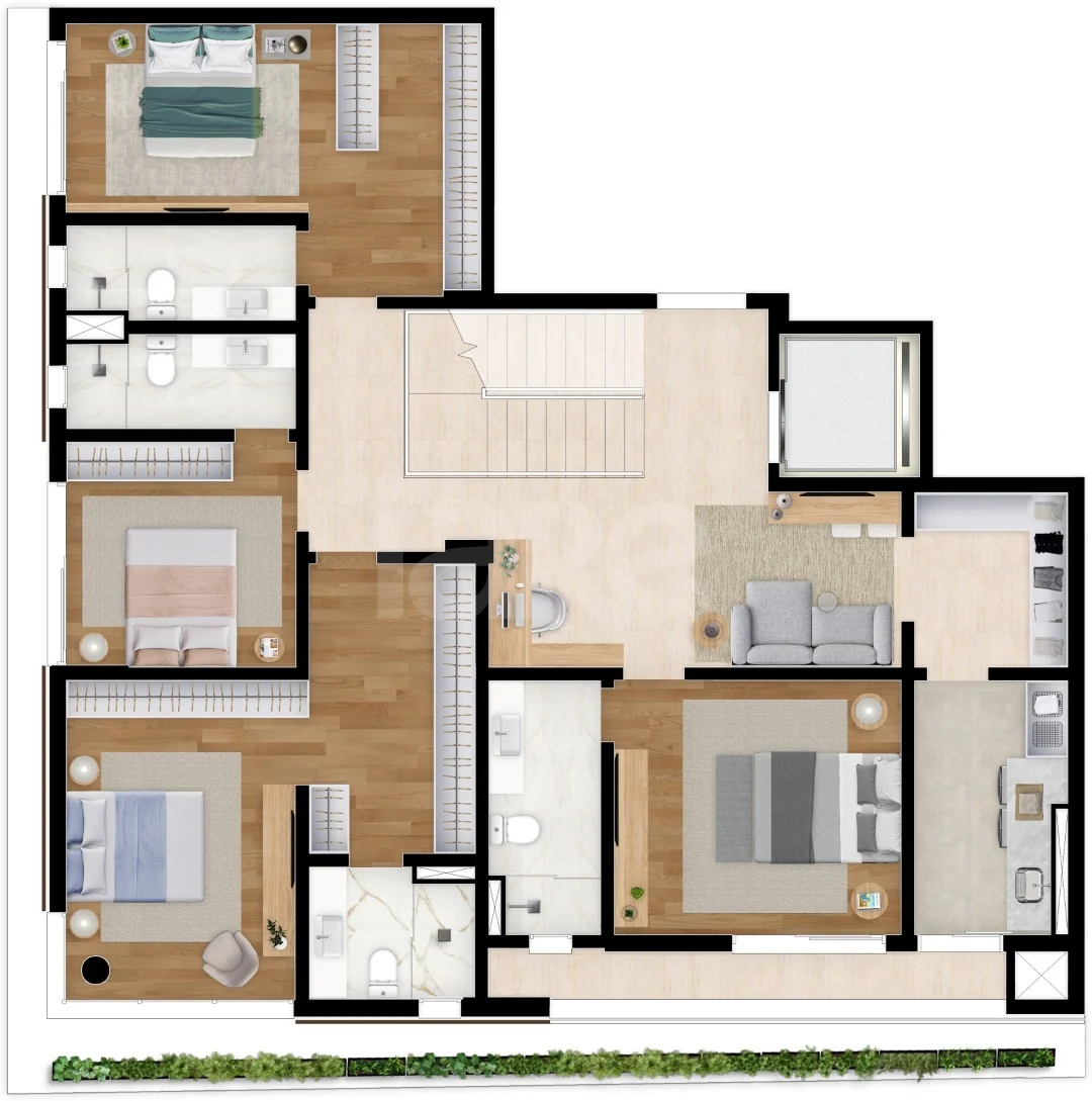 Planta — Cobertura Duplex 308,66 m² · 1º pavimento