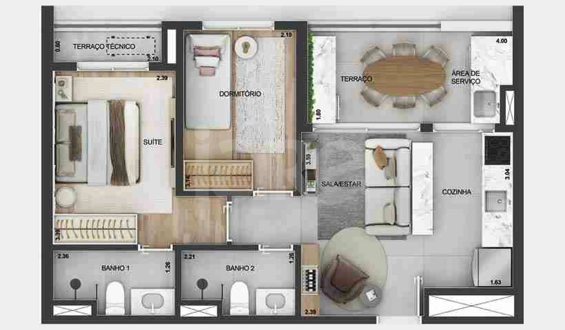Planta — Apartamento 51,31 m²