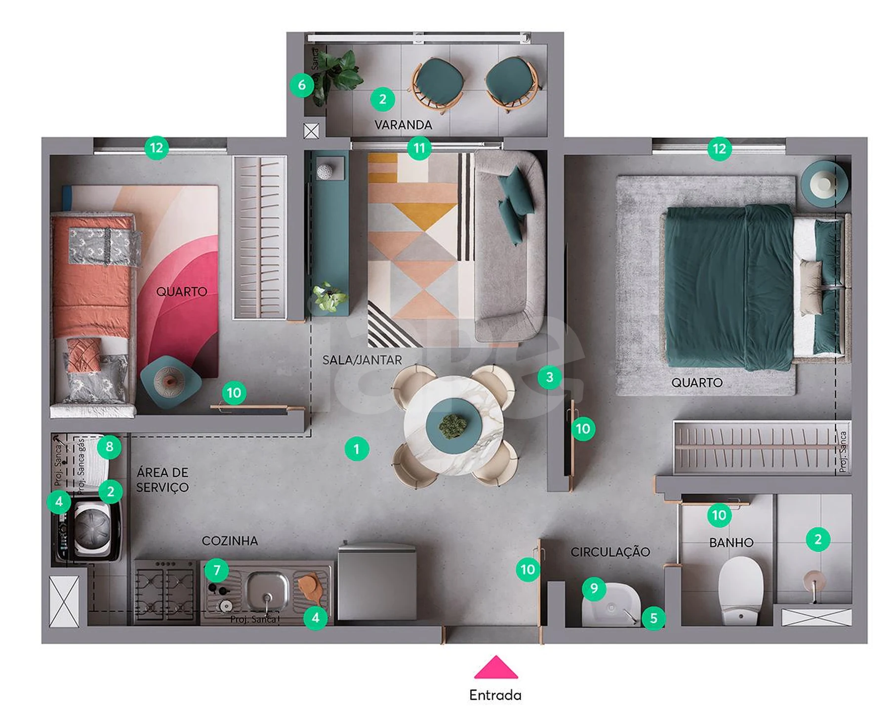 Planta — Apartamento 32,73 m²