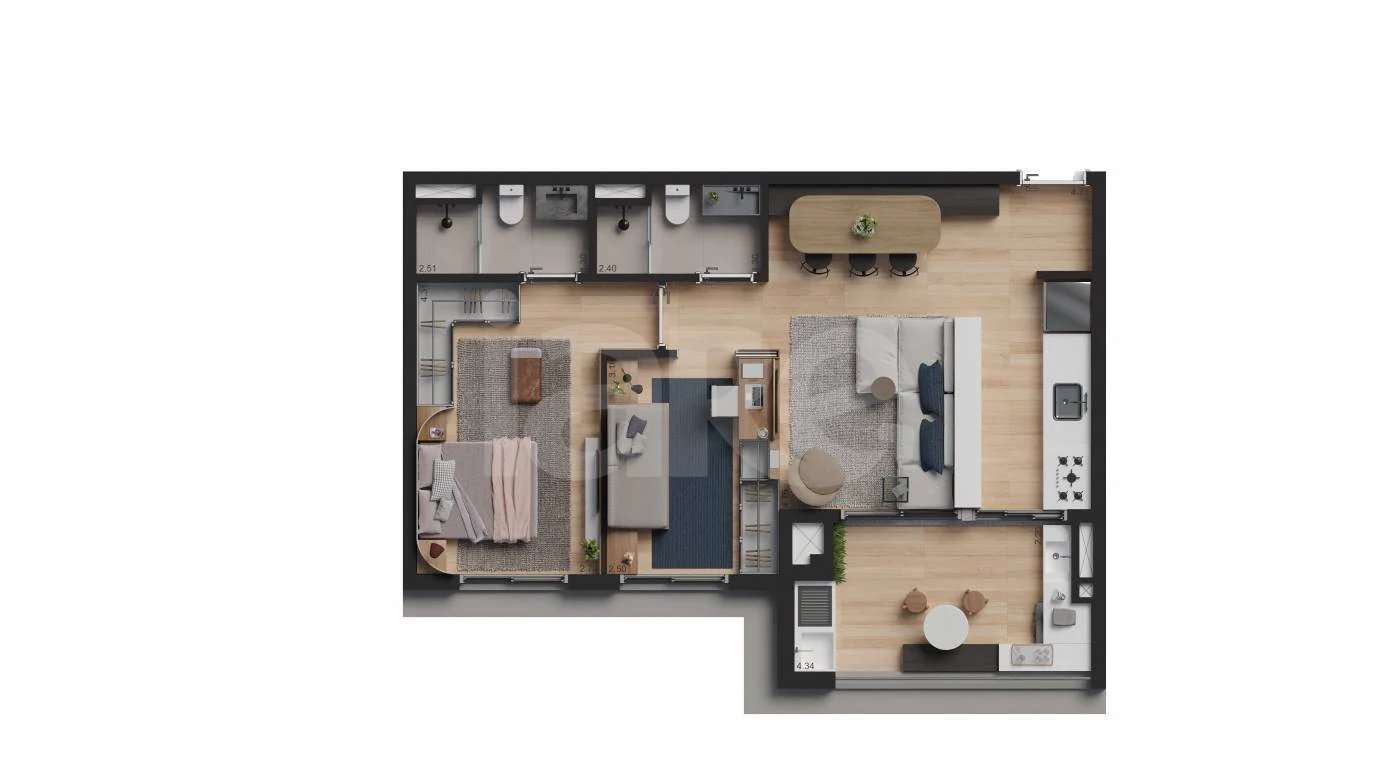 Planta — Apartamento 73,26 m²