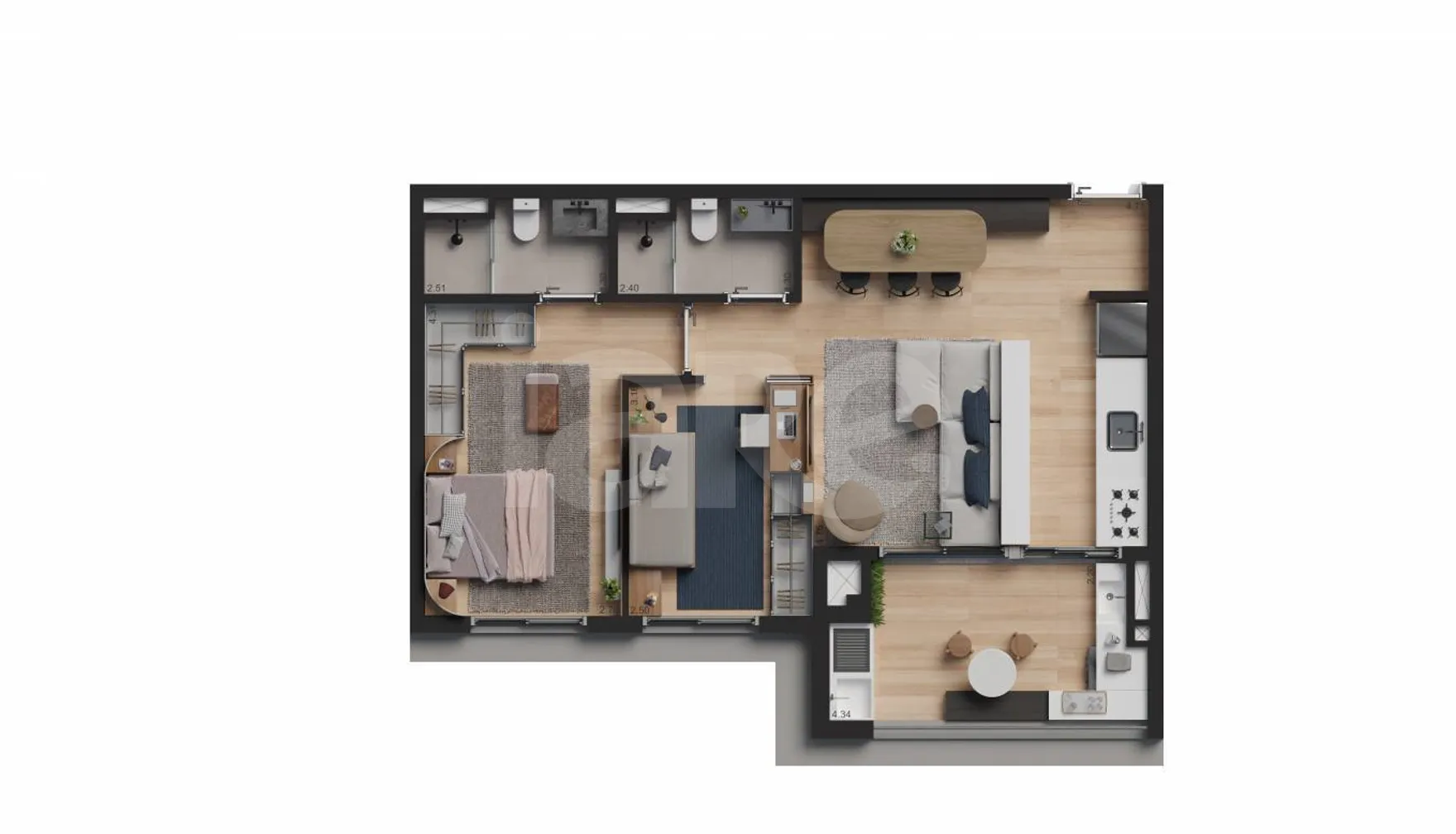 Planta — Apartamento 73,26 m²