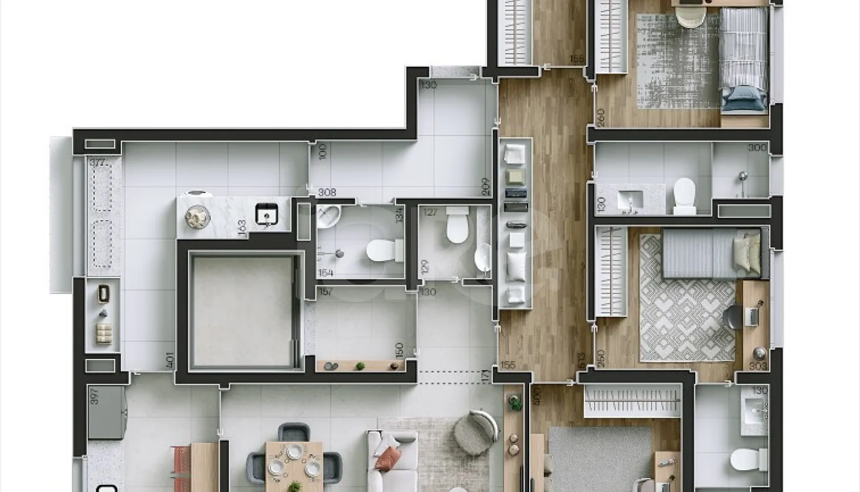 Planta — Apartamento 171,24 m²