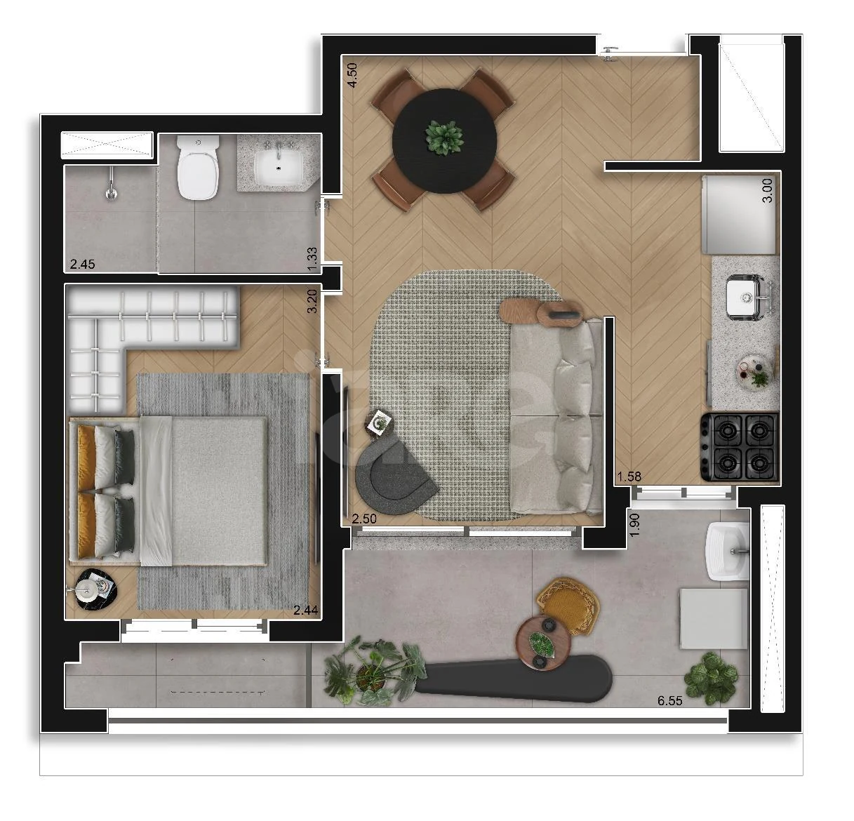 Planta — Apartamento 44,79 m²