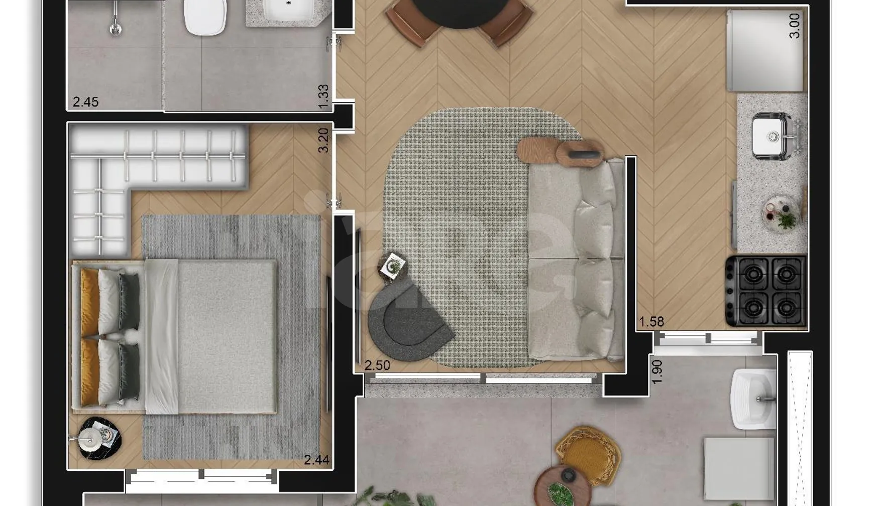 Planta — Apartamento 44,79 m²