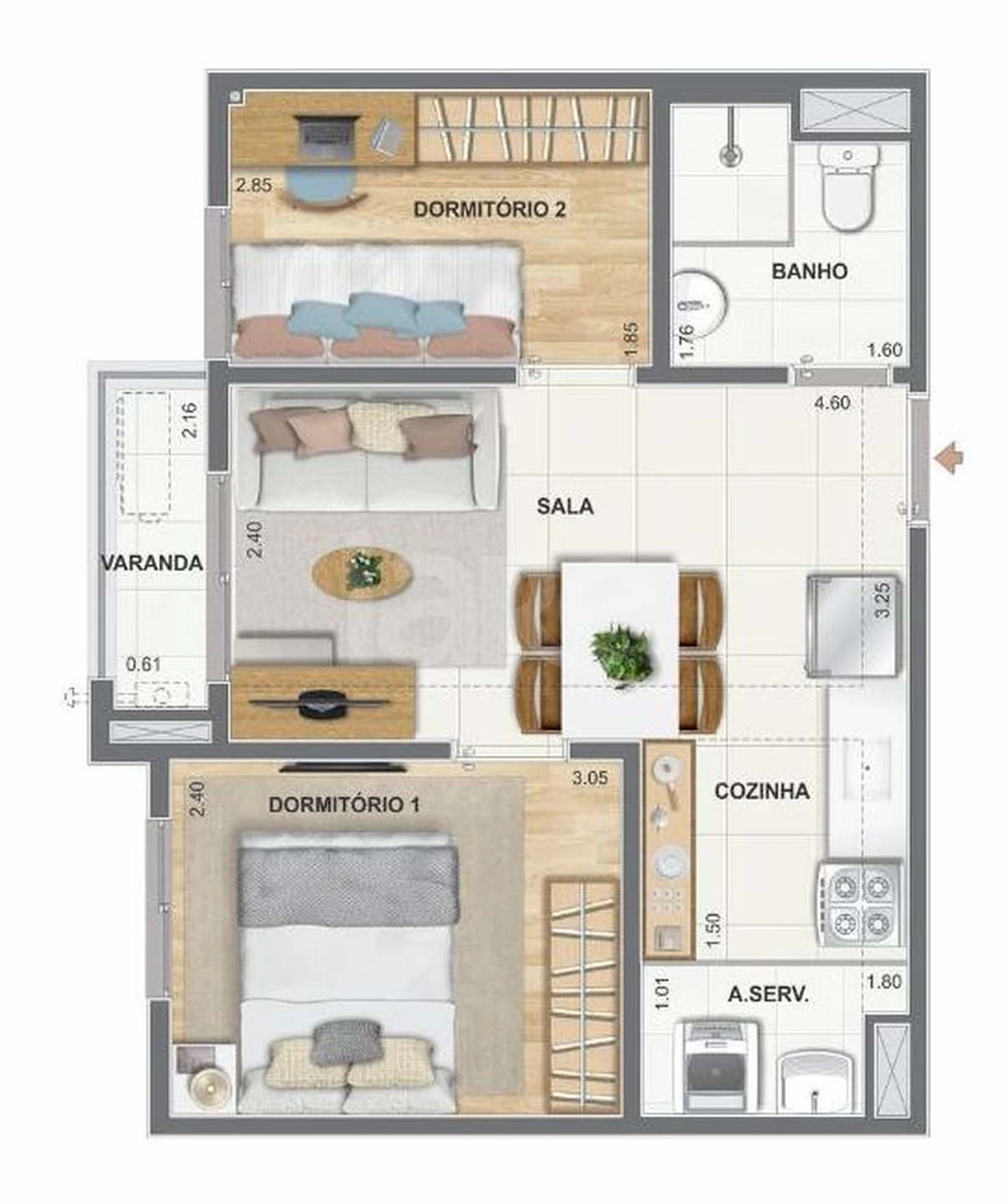 Planta — Apartamento 38 m²