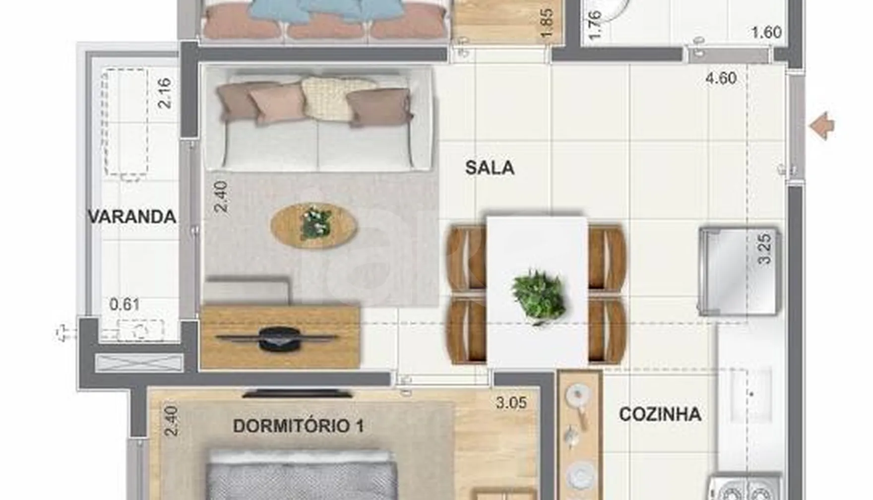 Planta — Apartamento 38 m²