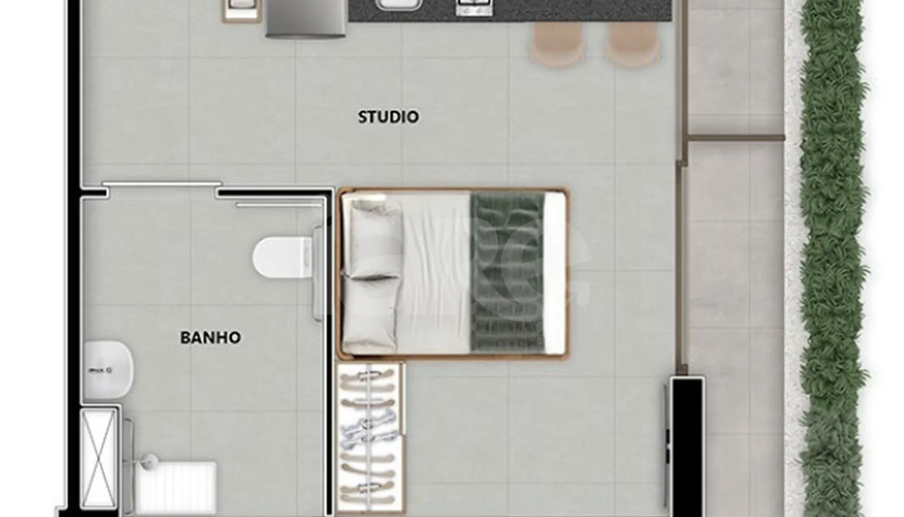 Planta — Studio 42,41 m²
