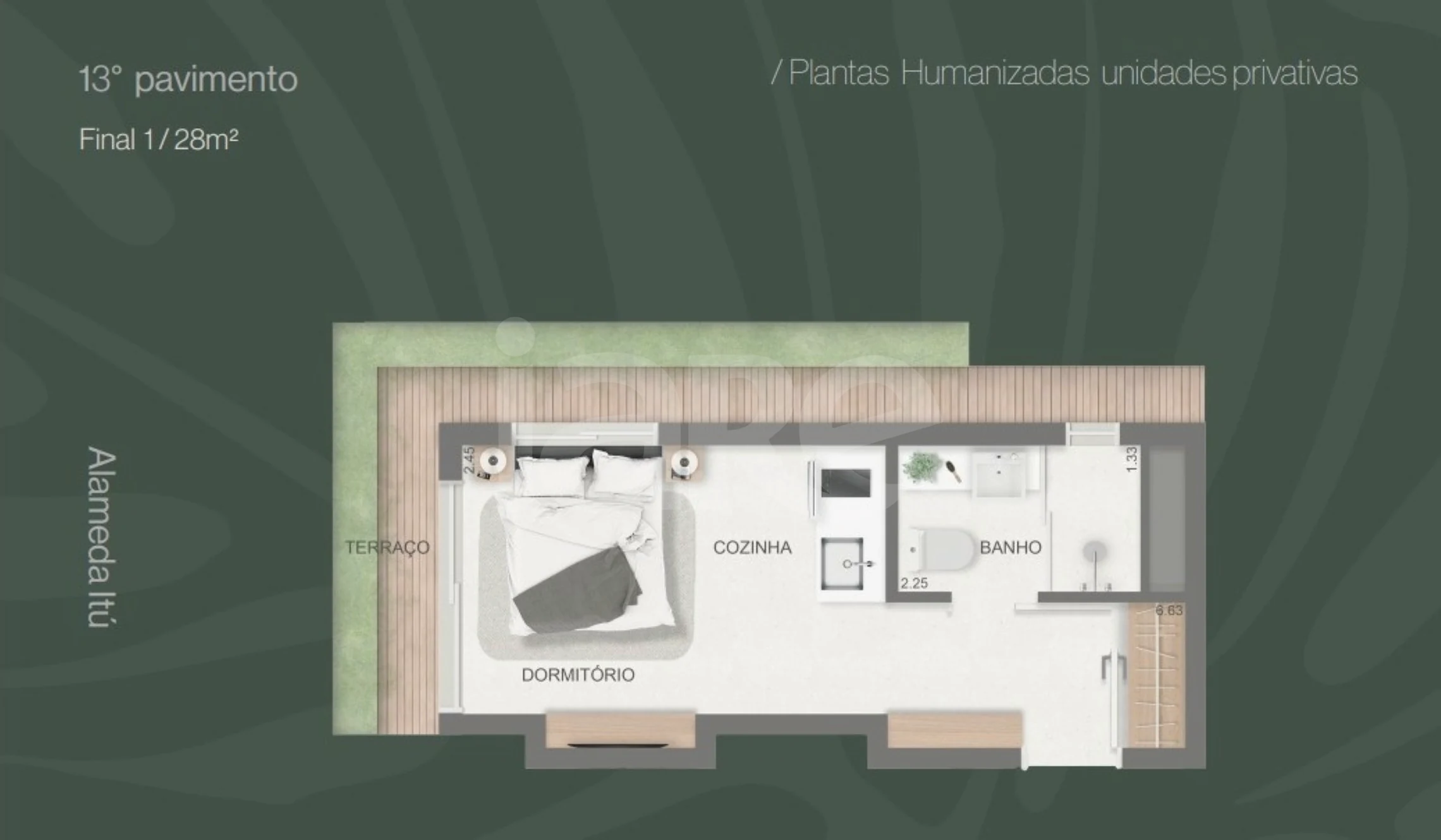 Planta — Studio 30,54 m²