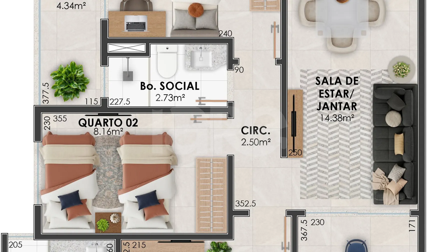 Planta — Apartamento 84,83 m²