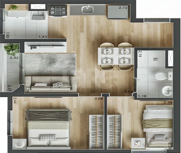 Planta — Apartamento 39,81 m²