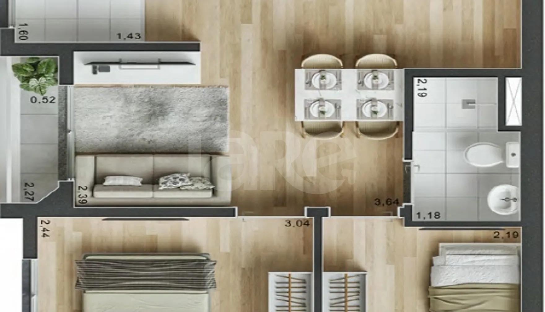 Planta — Apartamento 39,81 m²