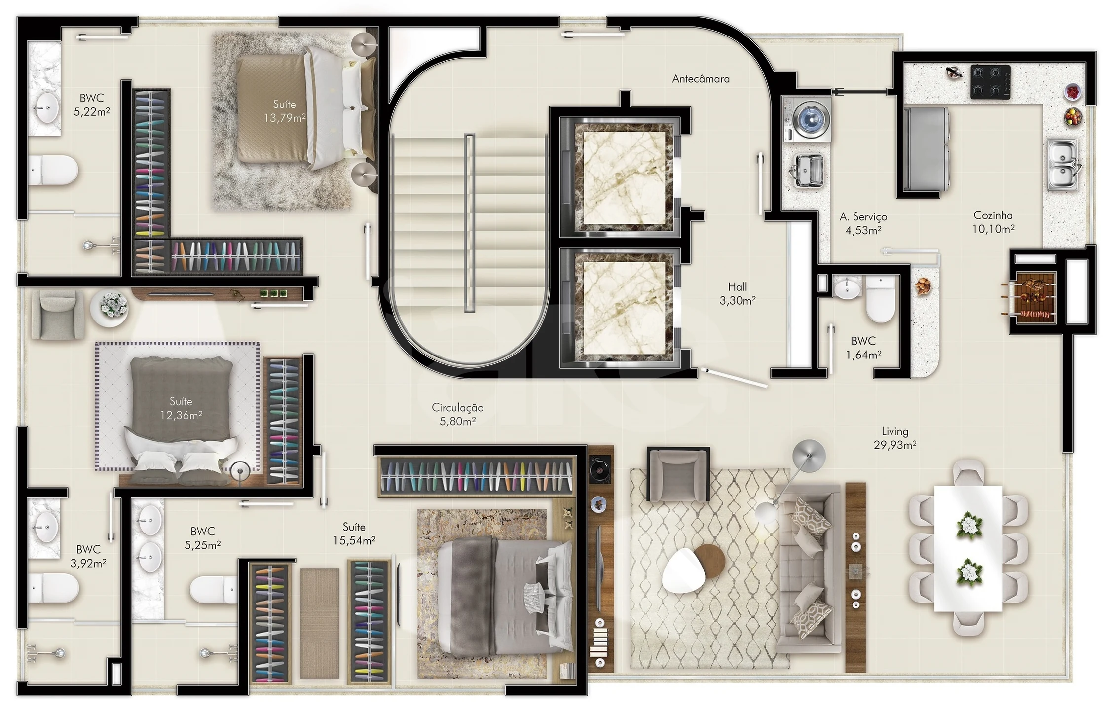 Planta — Apartamento 125,64 m²