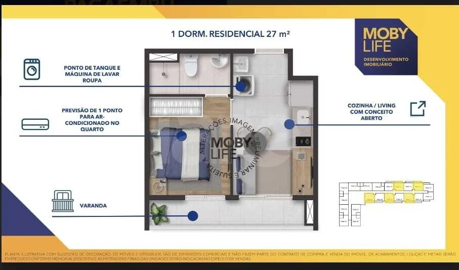Planta — Studio 26,08 m²